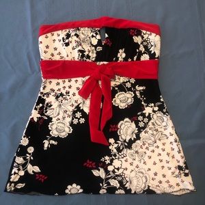 Red, Black, and White Tube Top